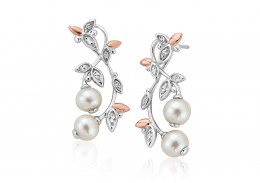 Clogau Gold Sterling Silver Lily of the Valley Pearl Drop Earrings