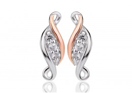Clogau Gold Sterling Silver Past Present Future Stud Earrings