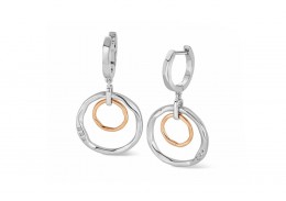 Clogau Gold Sterling Silver Ripples Double-Hoop Creole Earrings