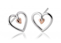 Clogau Gold Sterling Silver Tree of Life Heart Stud Earrings