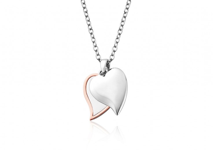 Clogau Gold Sterling Silver Cwtch Double Heart Drop Pendant