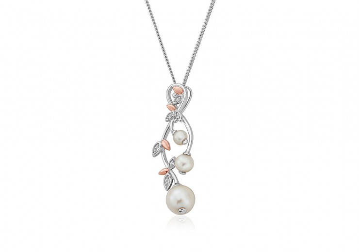 Clogau Gold Sterling Silver Lily of the Valley Pearl Pendant