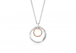 Clogau Gold Sterling Silver Ripples Double Hoop White Topaz Pendant