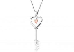 Clogau Gold Sterling Silver Tree of Life Heart Key Pendant