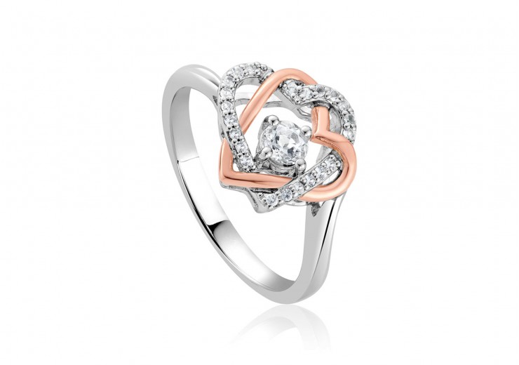 Clogau Gold Sterling Silver Always in my Heart White Topaz Ring