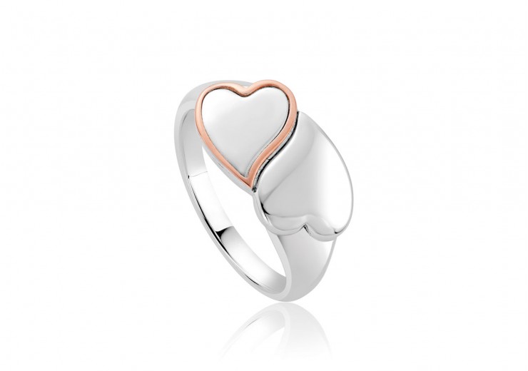 Clogau Gold Sterling Silver Cwtch Double Heart Ring