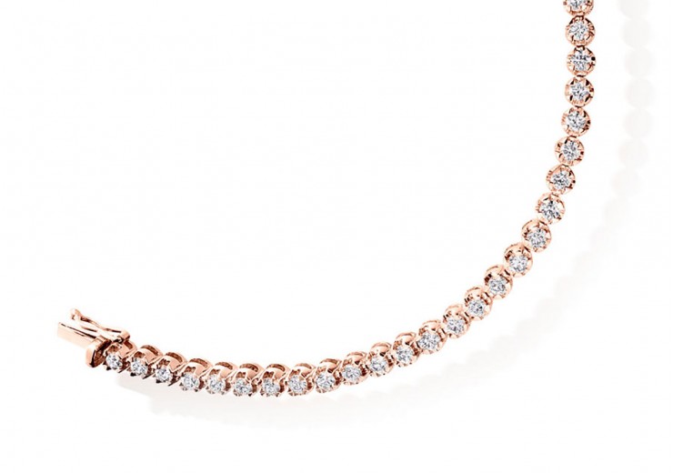 18ct Rose Gold Round Brilliant Cut Diamond Bracelet 3ct