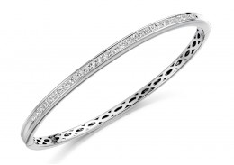 18ct White Gold Princess Cut Diamond Bangle 2ct