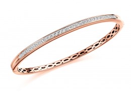 18ct Rose Gold Princess Cut Diamond Bangle 2ct