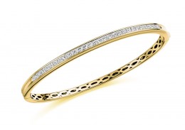 18ct Yellow Gold Princess Cut Diamond Bangle 2ct