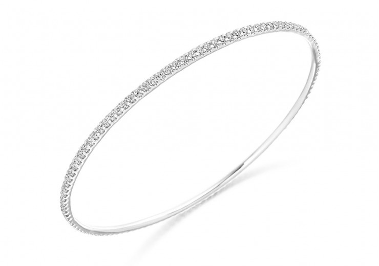 18ct White Gold Round Brilliant Cut Diamond Bangle 2.25ct