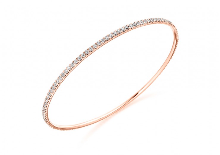 18ct Rose Gold Round Brilliant Cut Diamond Bangle 2.25ct