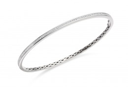 14ct White Gold Princess Cut Diamond Bangle 1ct