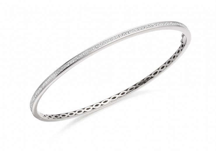 18ct White Gold Princess Cut Diamond Bangle 1ct