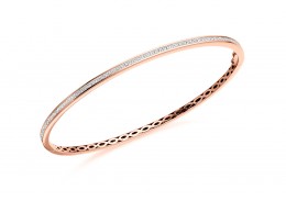 14ct Rose Gold Princess Cut Diamond Bangle 1ct 