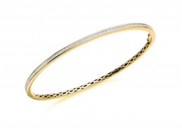 14ct Yellow Gold Princess Cut Diamond Bangle 1ct