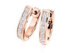 18ct Rose Gold Princess Cut Diamond Hoops 0.50ct