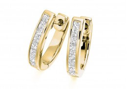 18ct Yellow Gold Princess Cut Diamond Hoops 0.50ct