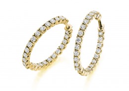 18ct Yellow Gold Round Brilliant Cut Diamond Hoops 1ct