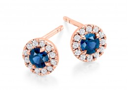 18ct Rose Gold Sapphire & Diamond Stud Earrings 0.90ct