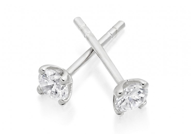 18ct White Gold Round Brilliant Cut Diamond Stud Earrings 0.50ct