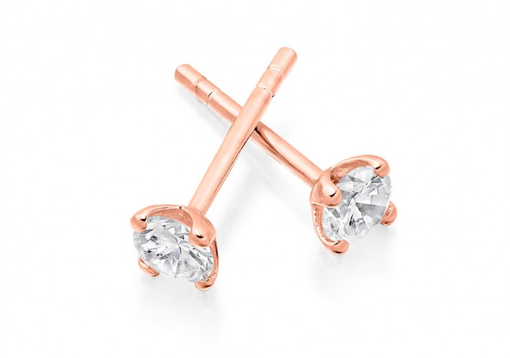 18ct Rose Gold Round Brilliant Cut Diamond Stud Earrings 0.50ct