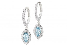 18ct White Gold Aquamarine & Diamond Drop Earrings 1.90ct