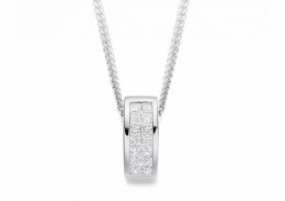 18ct White Gold Princess Cut Diamond Pendant 0.25ct