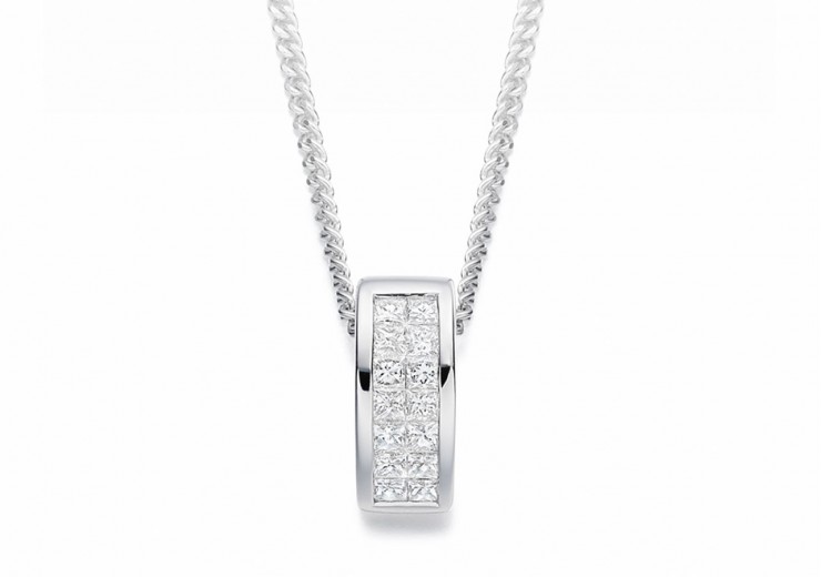 18ct White Gold Princess Cut Diamond Pendant 0.25ct