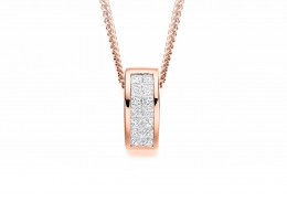 18ct Rose Gold Princess Cut Diamond Pendant 0.25ct