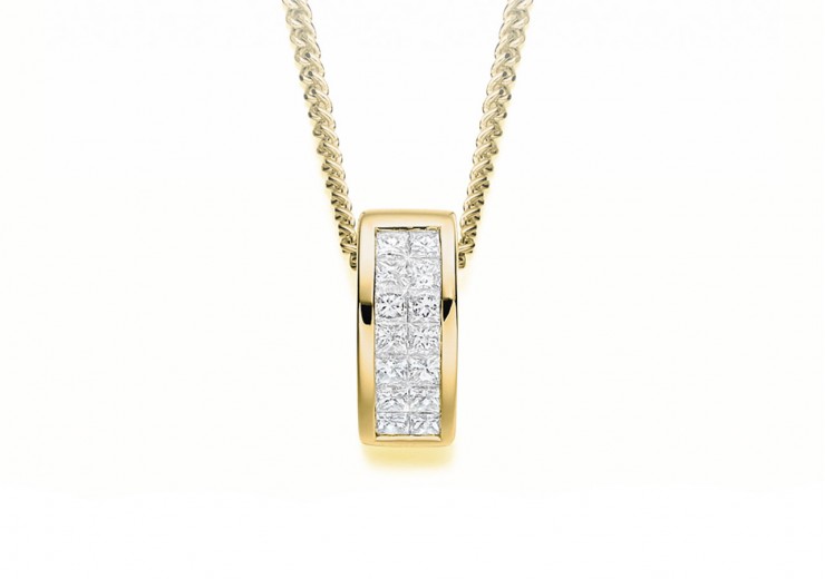 18ct Yellow Gold Princess Cut Diamond Pendant 0.25ct