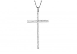 18ct White Gold Princess Cut Diamond Cross 0.70ct