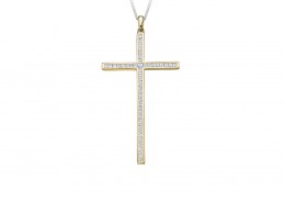 18ct Yellow Gold Princess Cut Diamond Cross 0.70ct