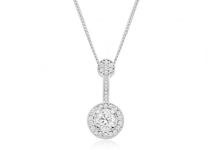 18ct White Gold Round Brilliant Cut Diamond Pendant 0.75ct