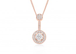 18ct Rose Gold Round Brilliant Cut Diamond Pendant 0.75ct