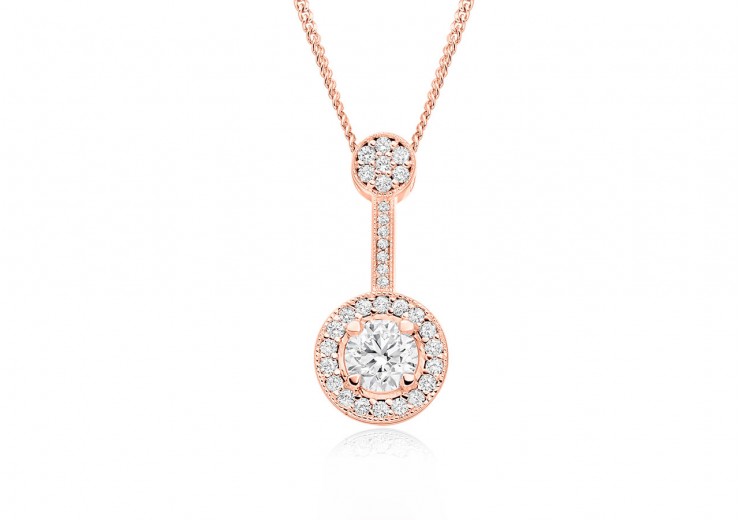 18ct Rose Gold Round Brilliant Cut Diamond Pendant 0.75ct