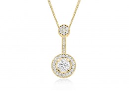 18ct Yellow Gold Round Brilliant Cut Diamond Pendant 0.75ct