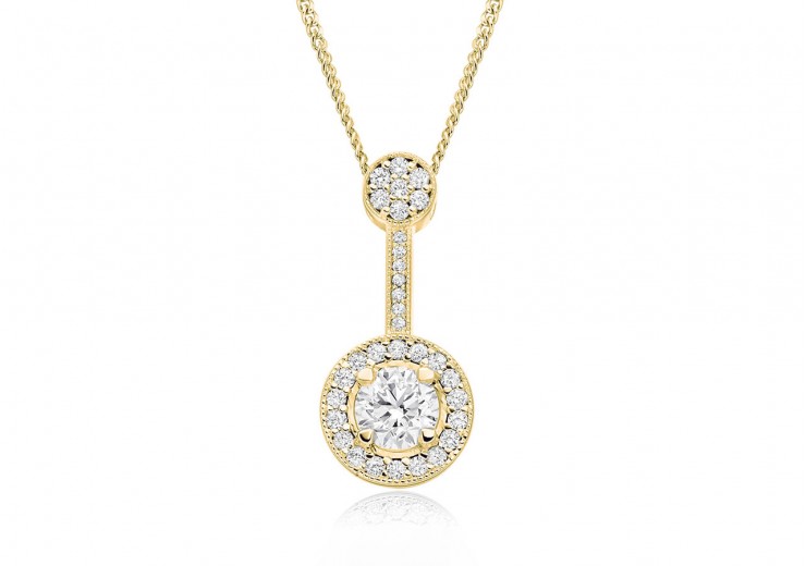 18ct Yellow Gold Round Brilliant Cut Diamond Pendant 0.75ct