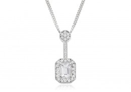 18ct White Gold Emerald Cut Diamond Pendant 0.75ct