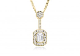 18ct Yellow Gold Emerald Cut Diamond Pendant 0.75ct