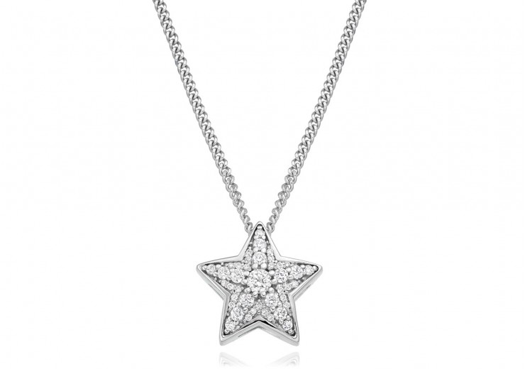 9ct White Gold Diamond Star Pendant 0.27ct