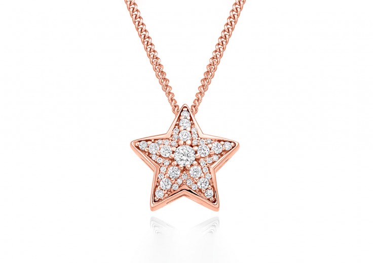 9ct Rose Gold Diamond Star Pendant 0.27ct