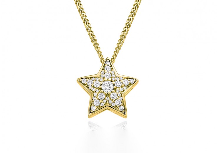 9ct Yellow Gold Diamond Star Pendant 0.27ct