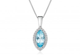 18ct White Gold Aquamarine & Diamond Pendant 1.74ct