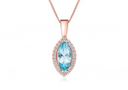 18ct Rose Gold Aquamarine & Diamond Pendant 1.74ct