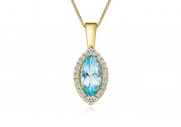 18ct Yellow Gold Aquamarine & Diamond Pendant 1.74ct