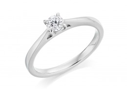 18ct White Gold Round Brilliant Cut Diamond Solitaire Ring 0.24ct