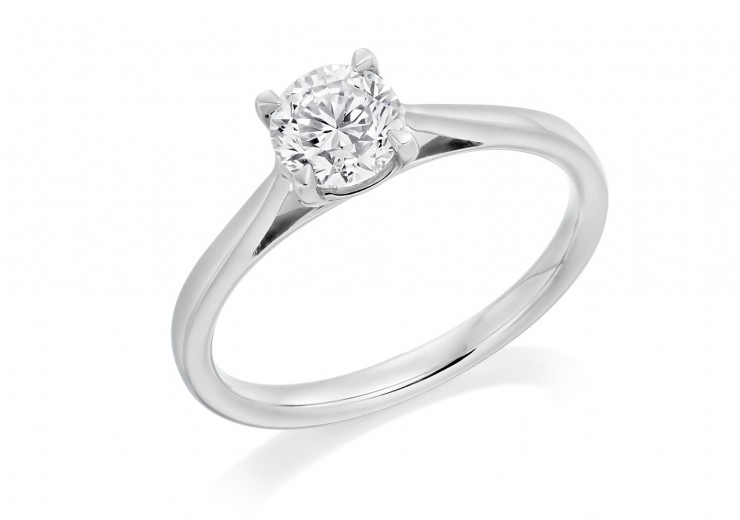 18ct White Gold Round Brilliant Cut Diamond Solitaire Ring 0.60ct