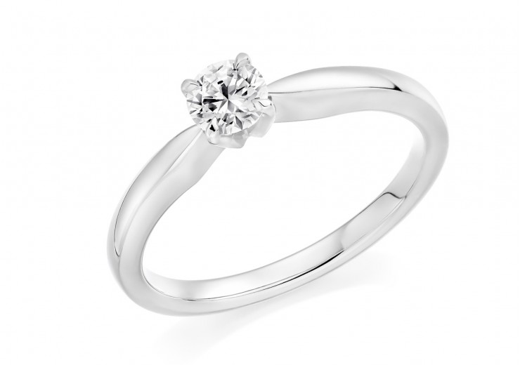 18ct White Gold Round Brilliant Cut Diamond Solitaire Ring 0.30ct