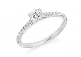 18ct White Gold Round Brilliant Cut Diamond Solitaire Ring 0.56ct